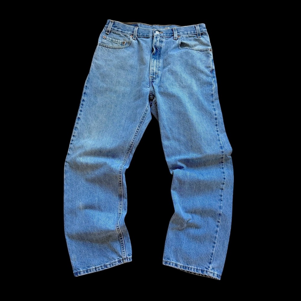 80's Levis 505 Regular Fit Straight‎ Leg Light Wash Blue Denim Jeans 36x30